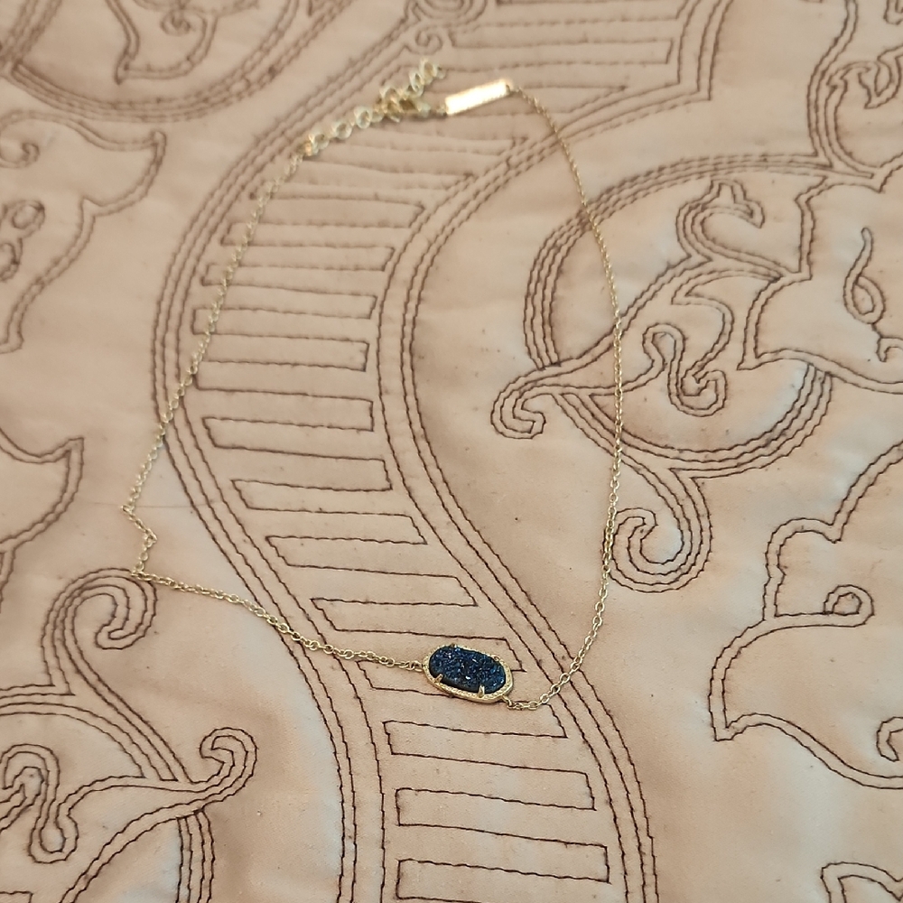Kendra Scott Gold Necklace with Blue Stone